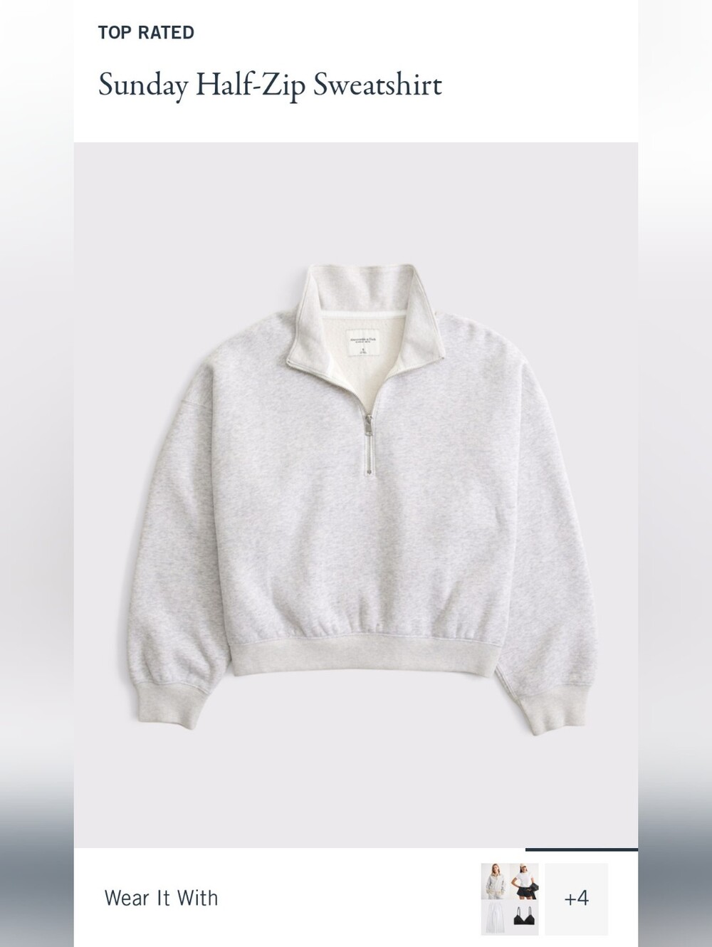 Abercrombie & Fitch Sunday Half Zip Gray Sweater Medium